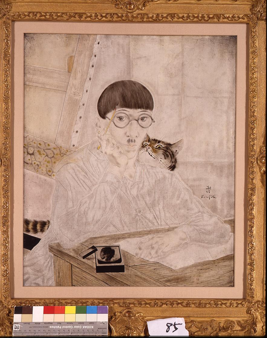 ふっじたさんページ 藤田嗣治《猫のいる自画像》 | アートプラットフォームジャパン（APJ）