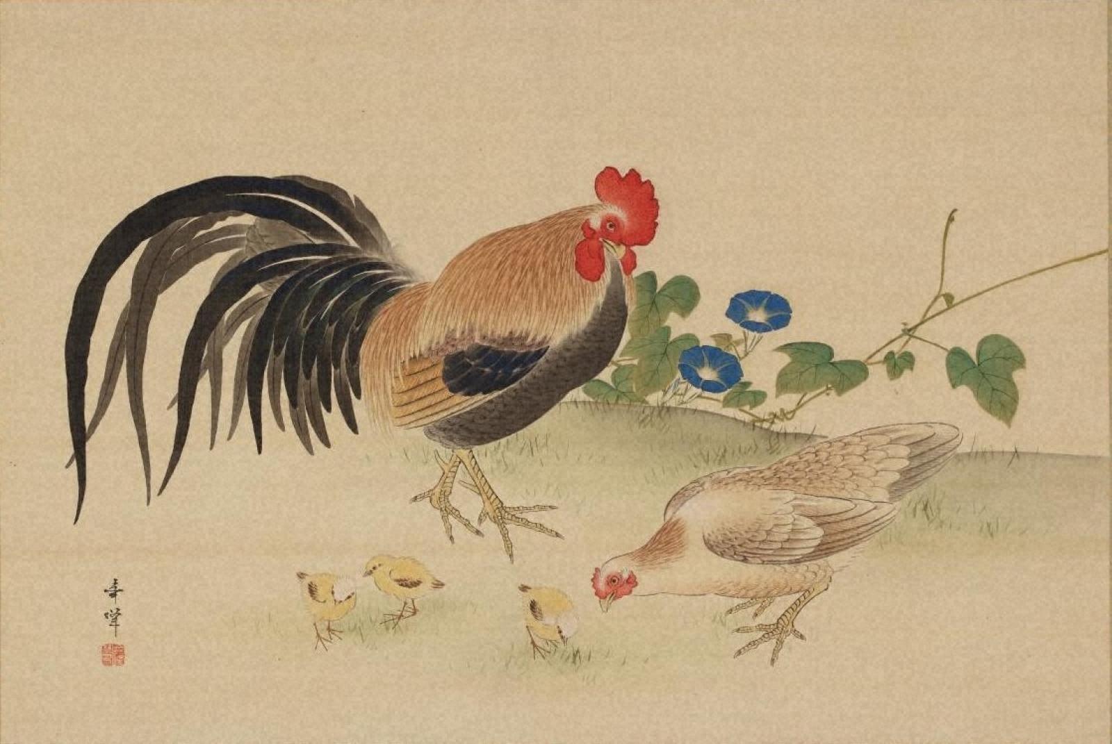八木 奇峰《鶏図》 | アートプラットフォームジャパン（APJ）