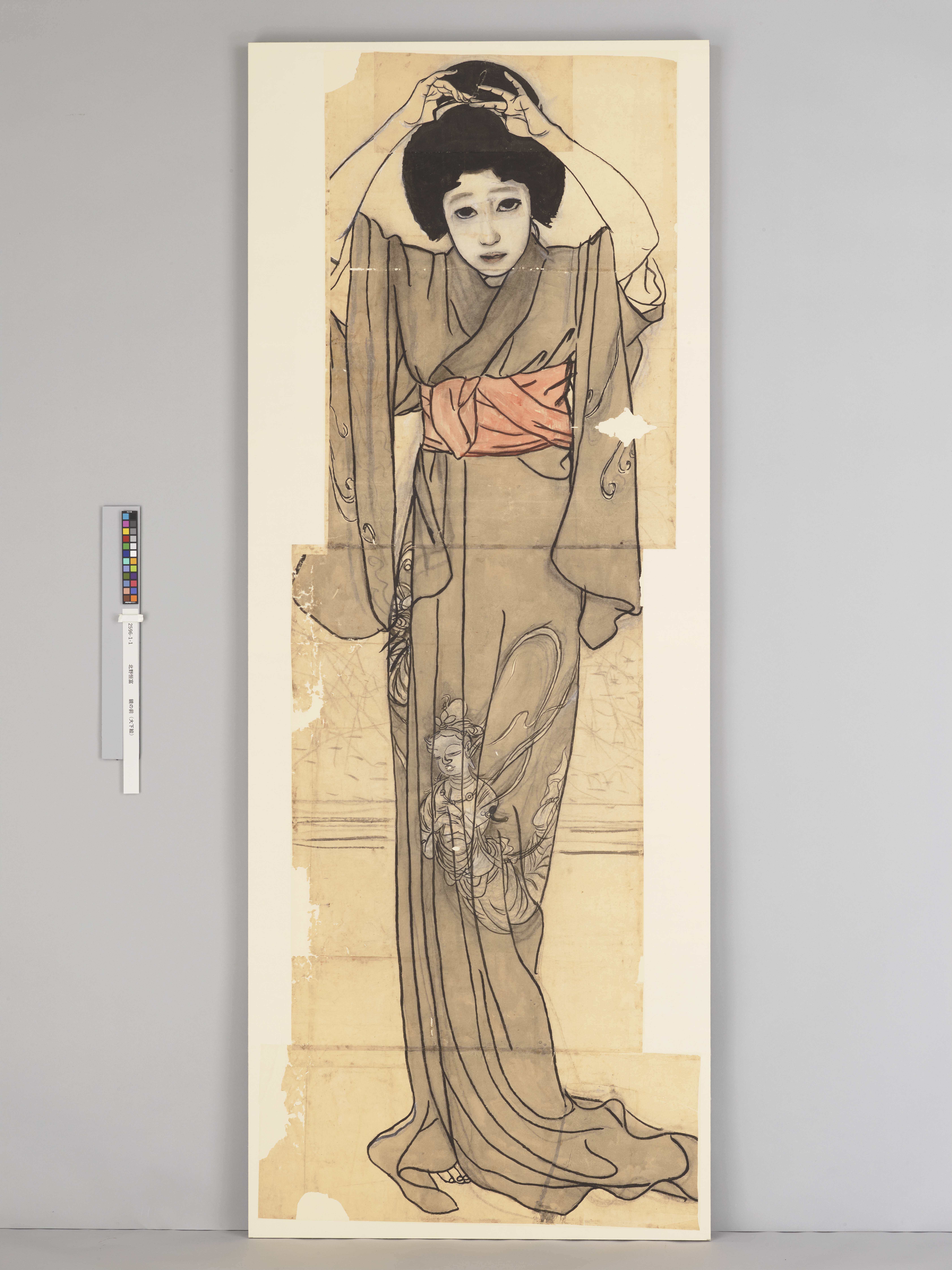 北野恒富《鏡の前（大下絵）》 | アートプラットフォームジャパン（APJ）