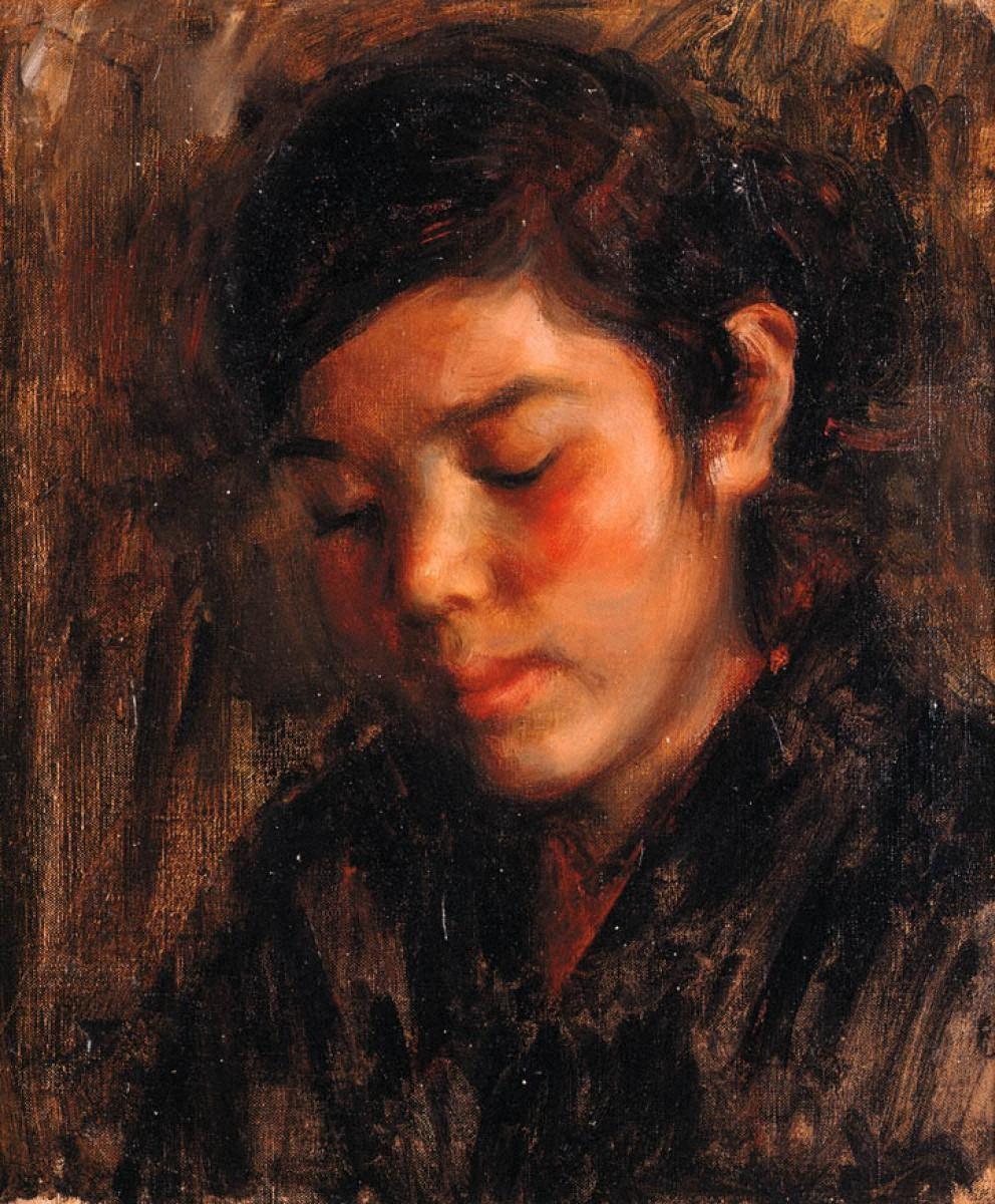 小磯良平 R.KOISO 【母子像A】 1954年 絵寸法 47×35㎝ 【公式通販】