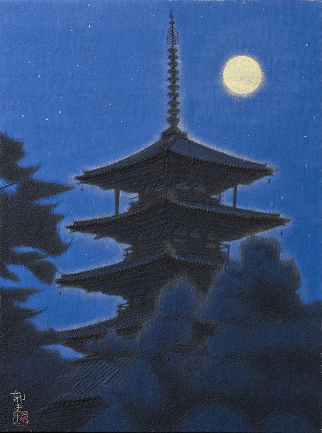 平山郁夫《法隆寺の月》 | アートプラットフォームジャパン（APJ）