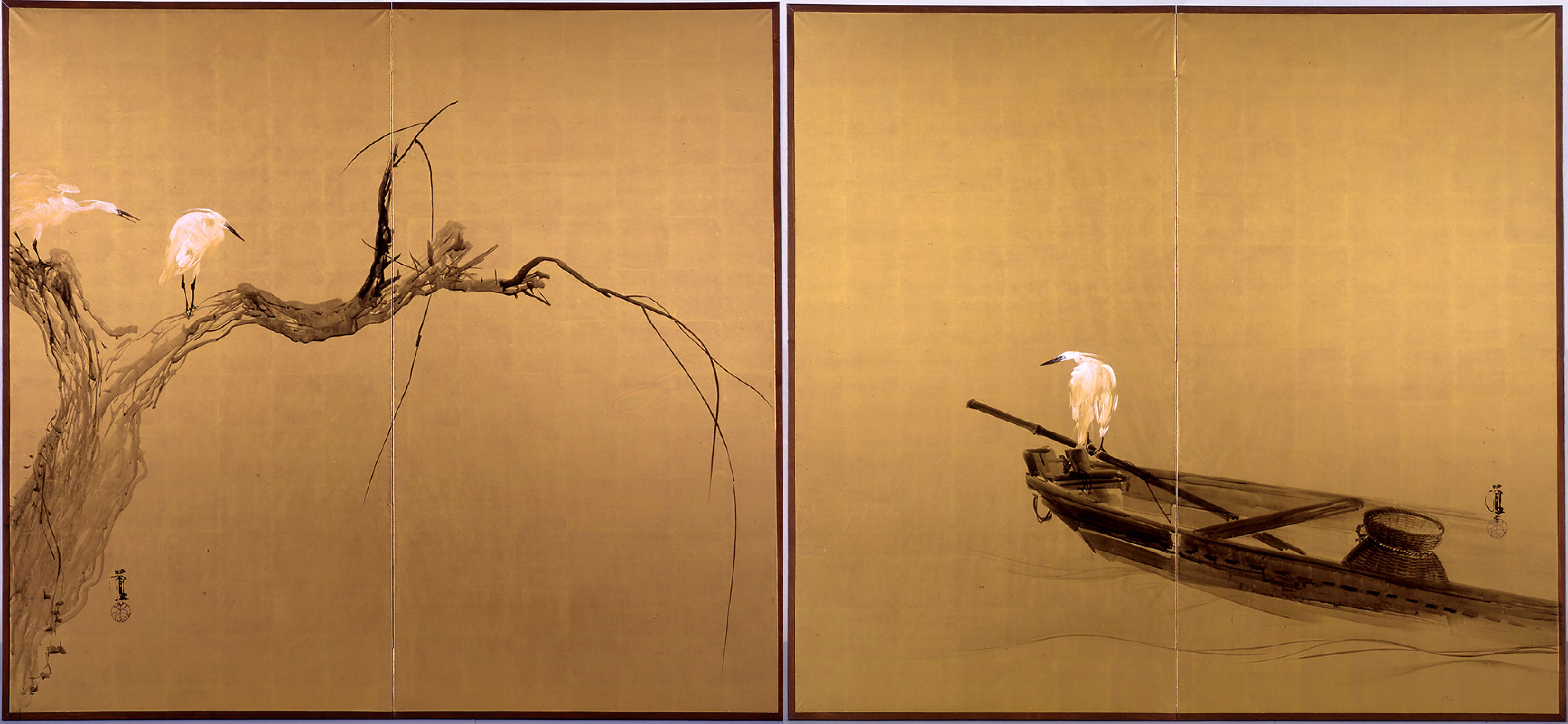 竹内栖鳳《河畔群鷺》 | アートプラットフォームジャパン（APJ）