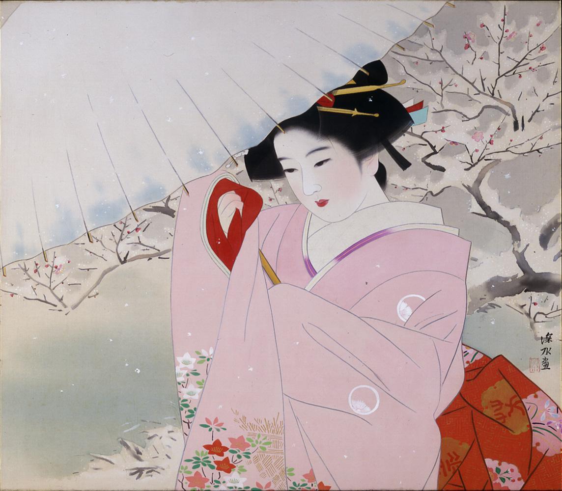 伊東 深水《春雪》 | アートプラットフォームジャパン（APJ）