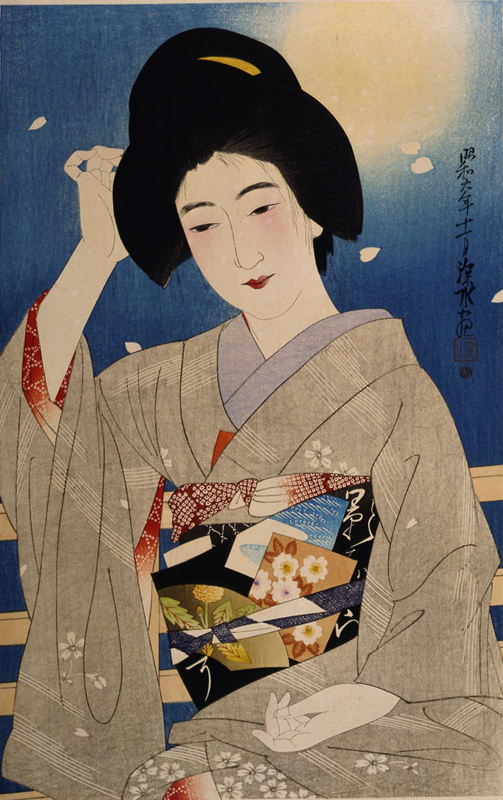 伊東 深水《現代美人集 第二輯 おぼろ夜》 | アートプラットフォーム